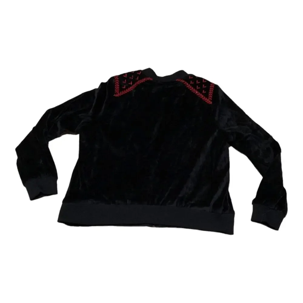 Torrid size 1 black velour jacket embroidery was cute coat lightweight track flr